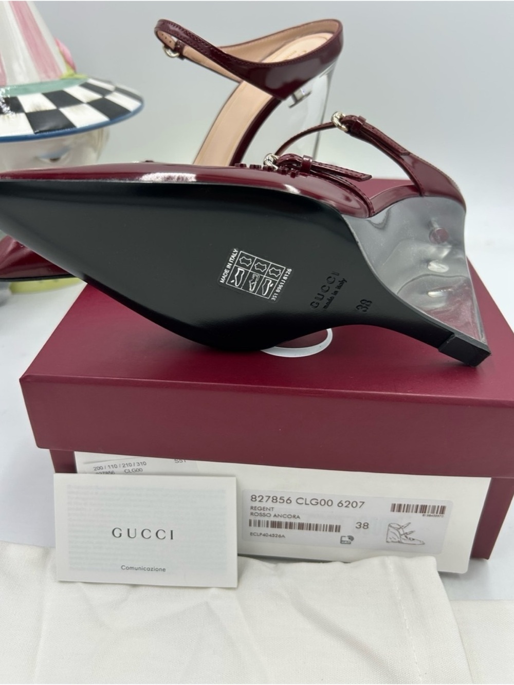 Gucci rosso leather wedge mules size 38 made in Italy - Picture 3 of 6